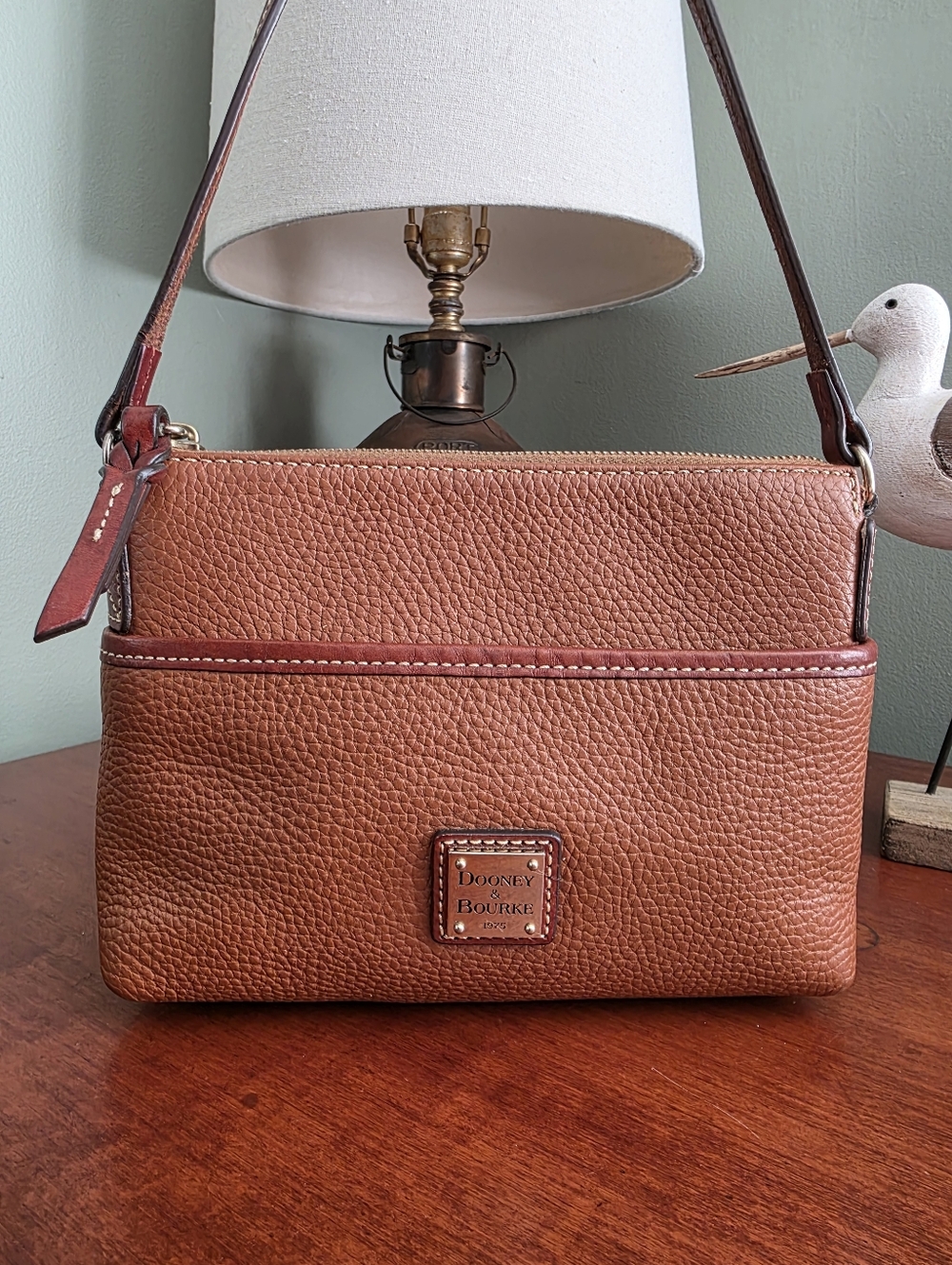 Dooney & Bourke Pebble Grain Caramel Leather Crossbody Shoulder Bag